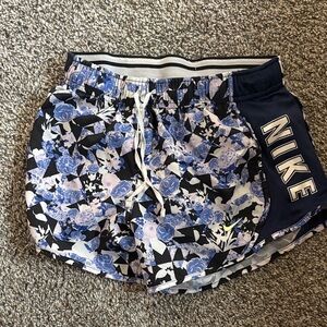 Nike Kids Floral Print Shorts - Blue and Black